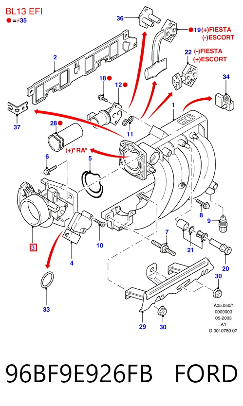 Купити Дросільна заслінка Ford Fiesta COURIER J5S, J3S