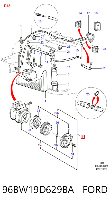 96BW19D629BA Ford Компресор холодоагенту
