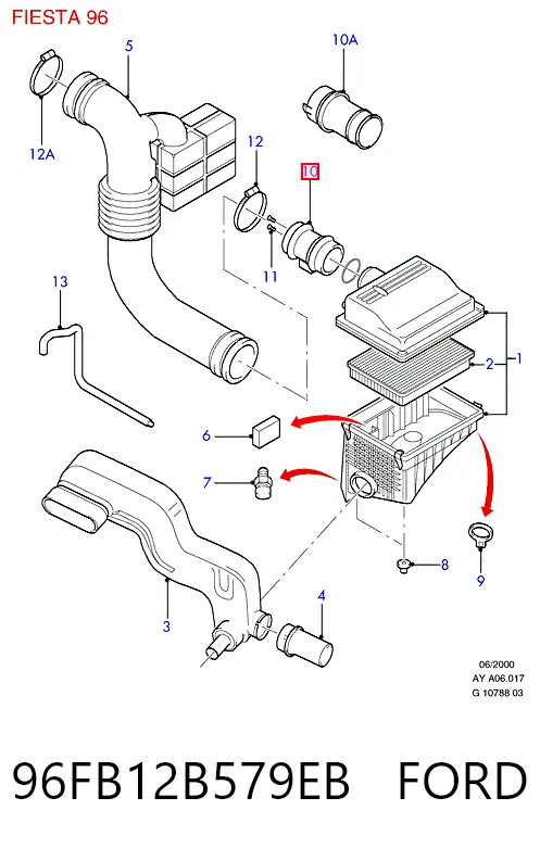 96FB12B579EB Ford Датчик витрати повітря
