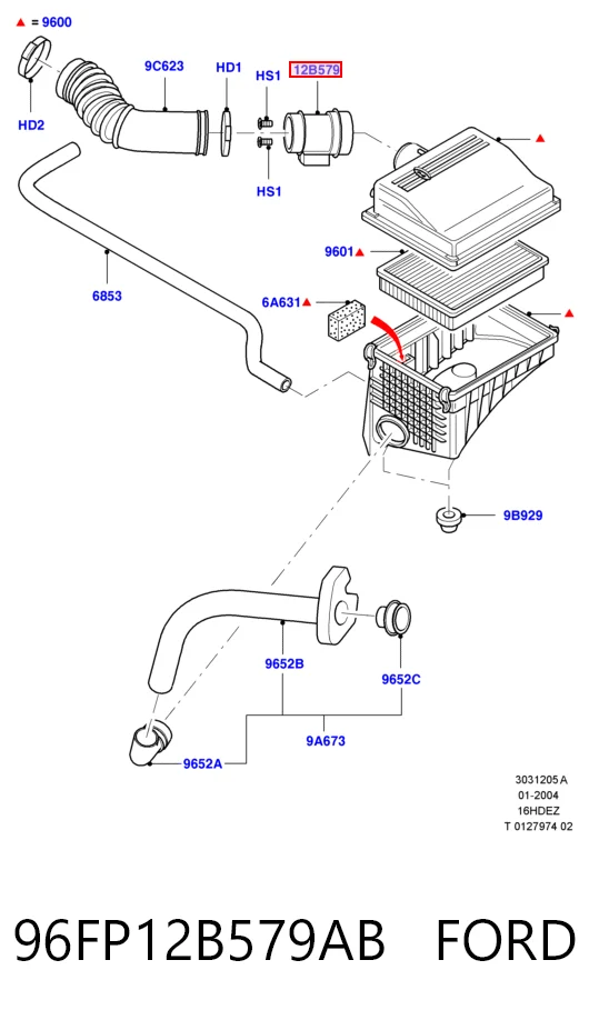 96FP12B579AB Ford Датчик витрати повітря