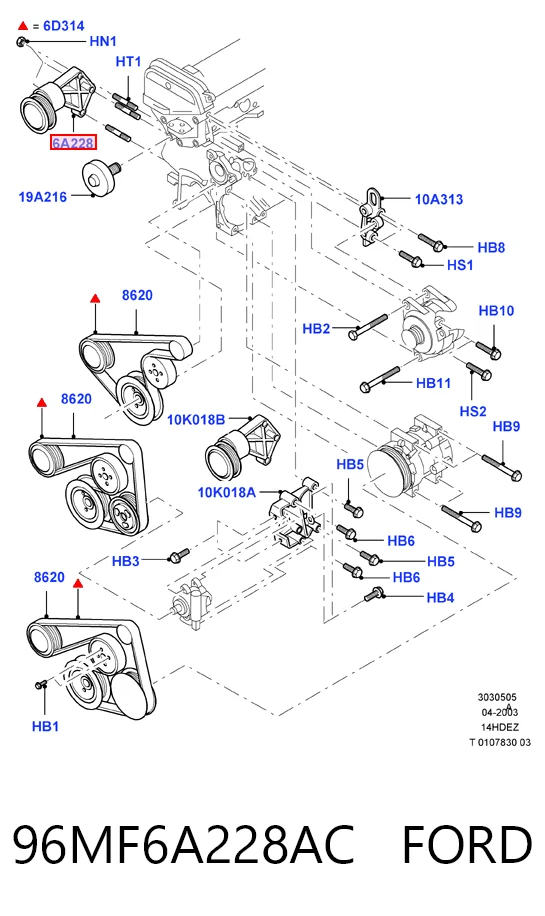 Натягувач приводного ременя Ford Fiesta COURIER фургон (J5S, J3S) (1996 - 2002) ціна, від 48.21 USD
