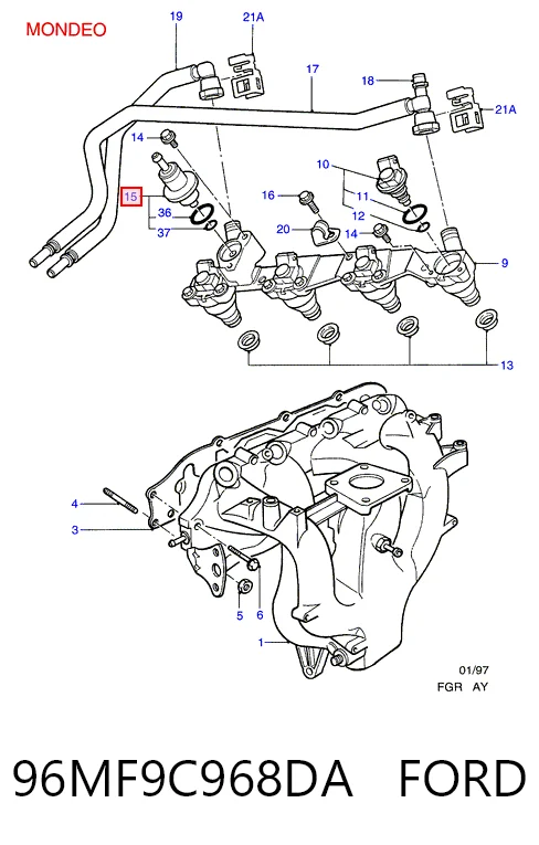 96MF9C968DA Ford Регулятор тиску палива