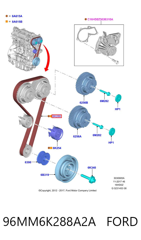 96MM6K288A2A Ford Ремінь двигуна