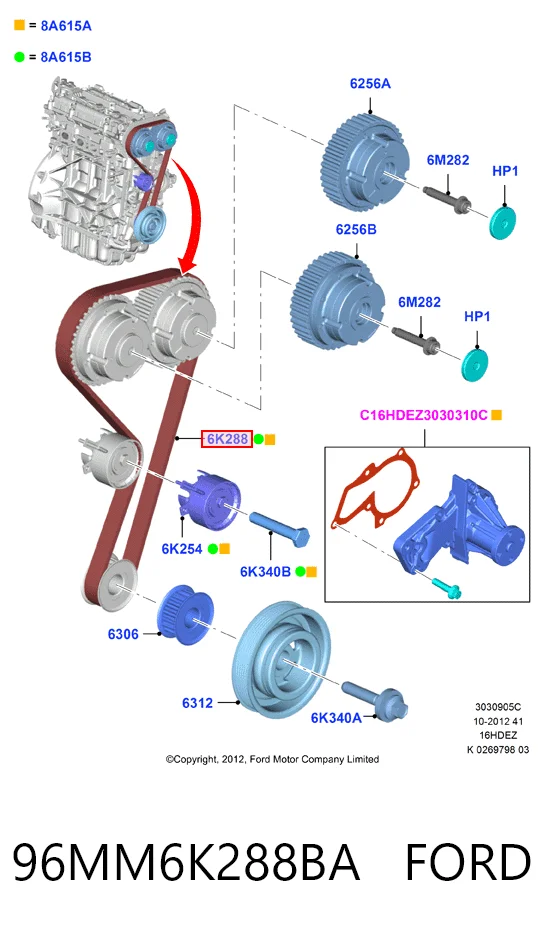 96MM6K288BA Ford Ремінь двигуна