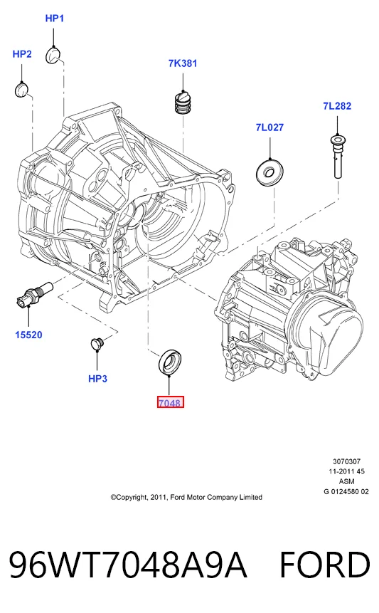96WT7048A9A Ford Сальник АКПП/КПП, вхідного/первинного вала