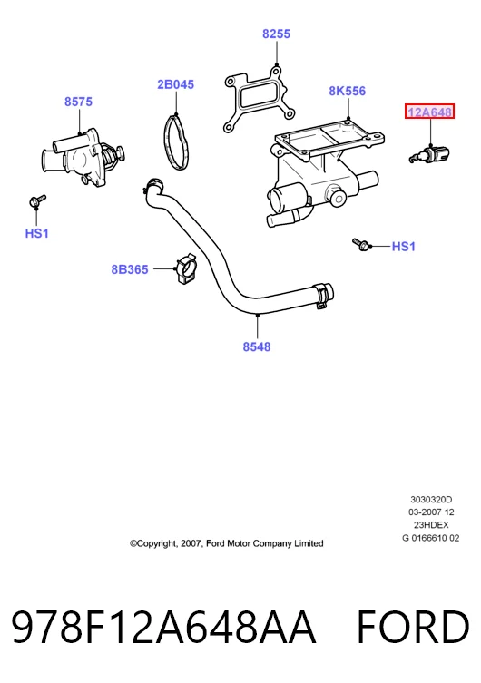 978F12A648AA Ford Покажчик температури охолоджуючої рідини