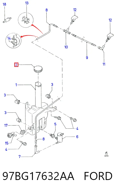 97BG17632AA Ford Кришка бачка омивача