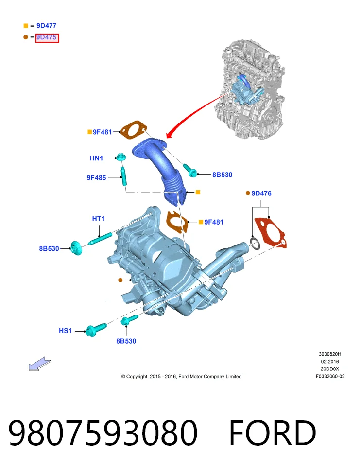 9807593080 Ford Клапан рециркуляції відпрацьованих газів EGR