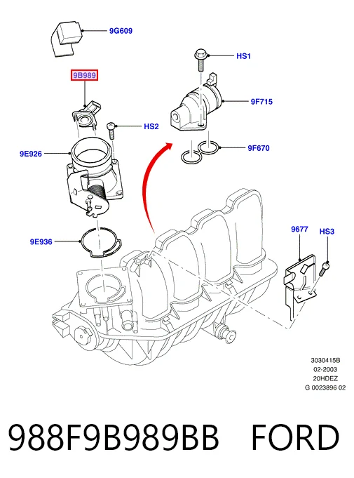 988F9B989BB Ford Датчик положення дросельної заслінки (потенціометр)