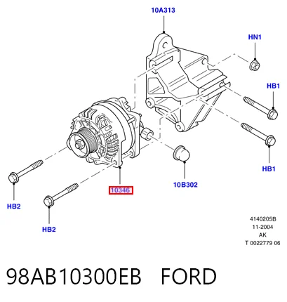 98AB10300EB Ford Авто генератор