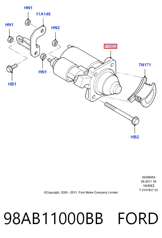 98AB11000BB Ford Стартер двигуна