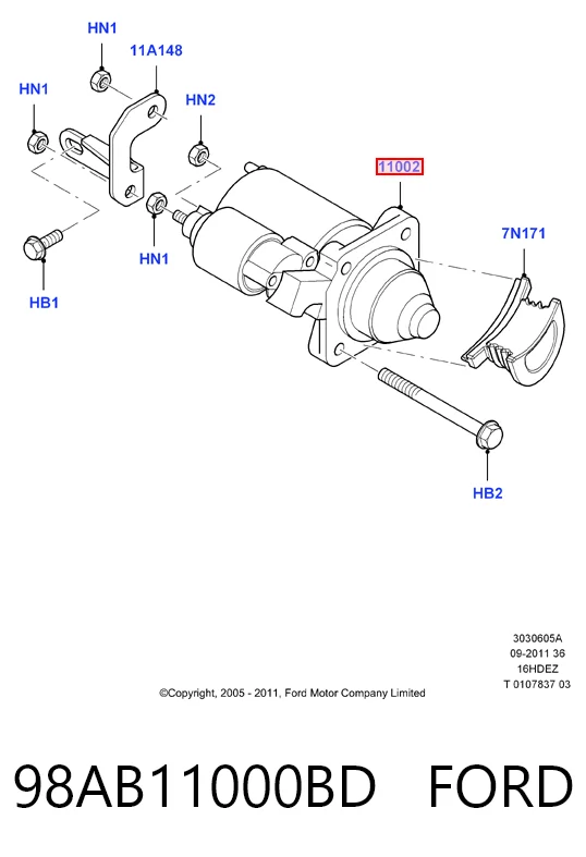 98AB11000BD Ford Стартер двигуна