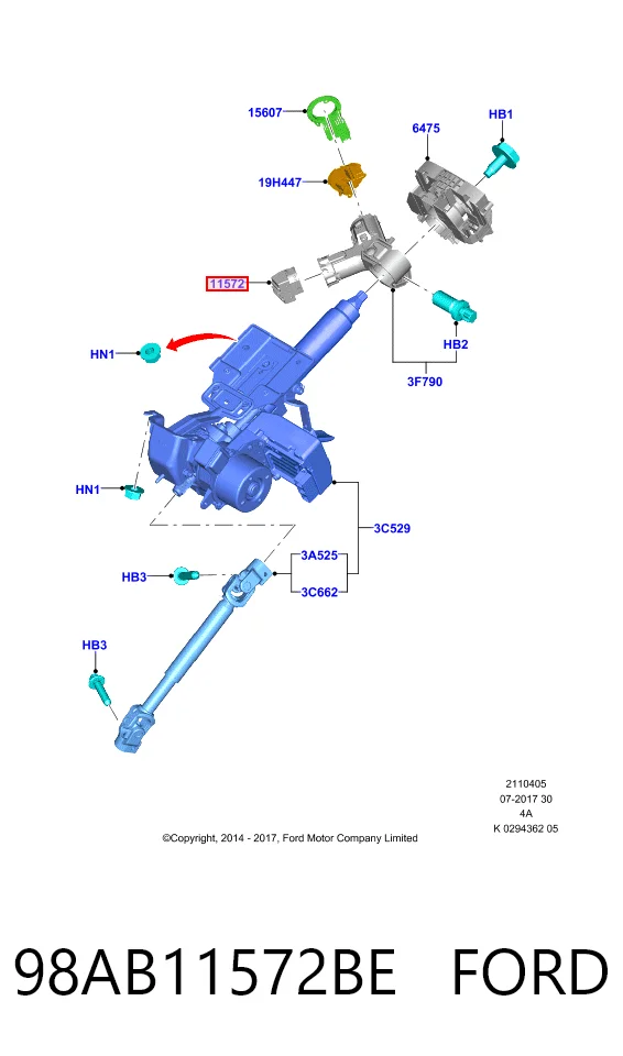 98AB11572BE Ford Контактна група замка