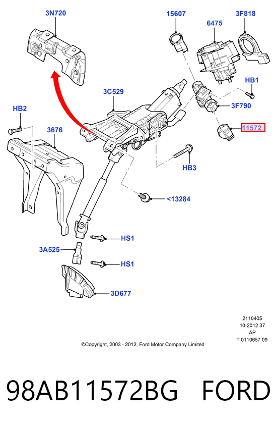 98AB11572BG Ford Контактна група замка