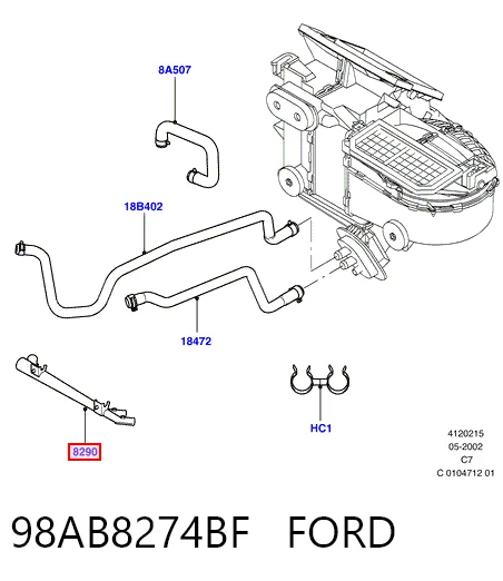 98AB8274BF Ford Шланг термостата