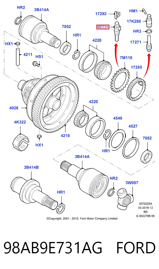 98AB9E731AG Ford Датчик швидкості спідометра