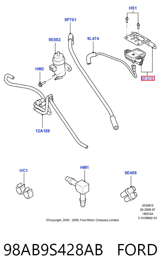 98AB9S428AB Ford Датчик наддува