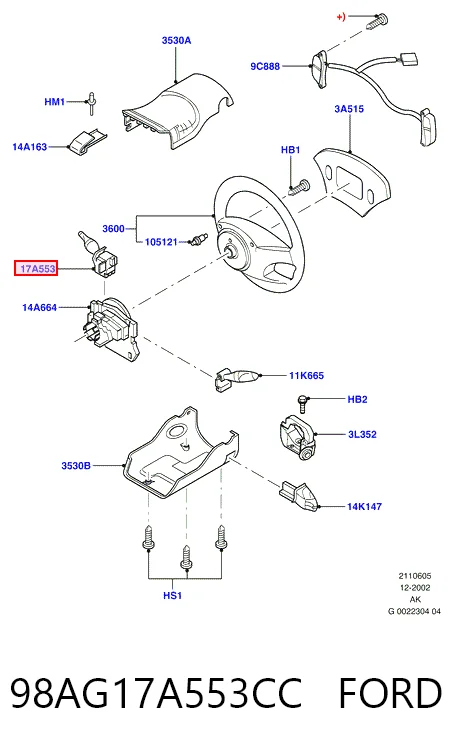98AG17A553CC Ford Перемикач підрульовий, правий