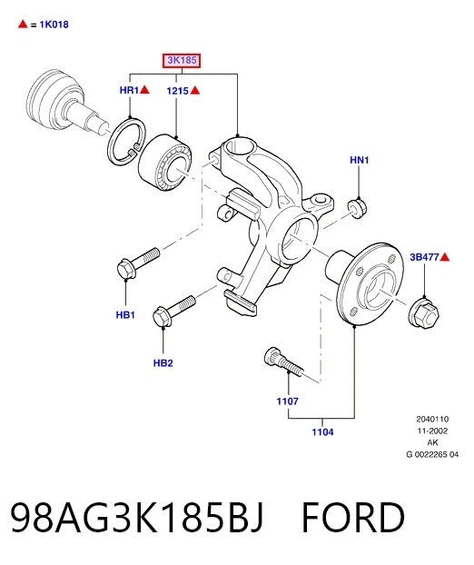 Цапфа поворотного кулака Hmpx HMP98AG3K185BJ