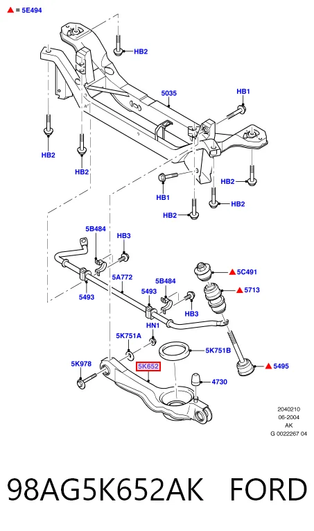 98AG5K652AK Ford Важелі задньої підвіски