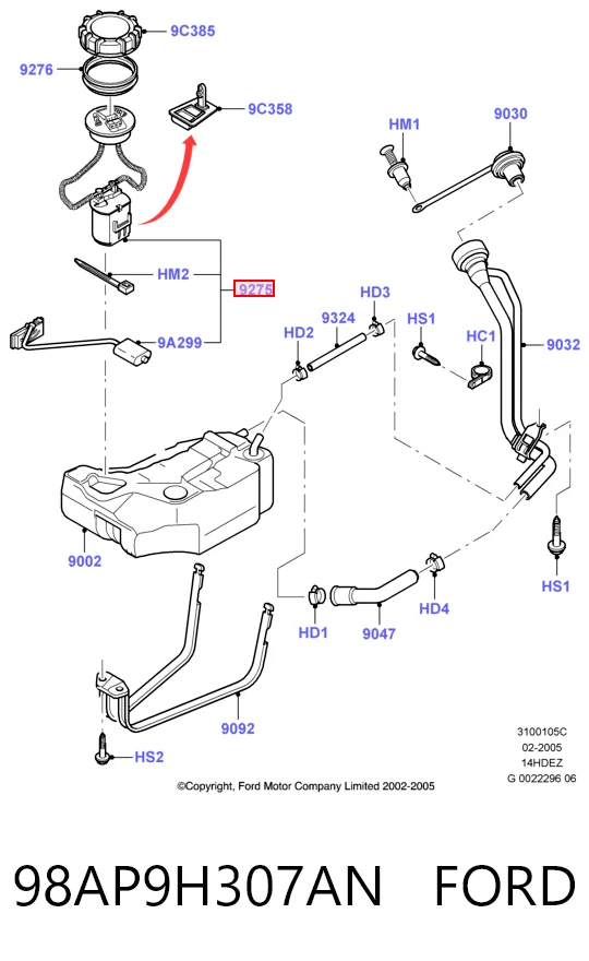 98AP9H307AN Ford Електробензонасос