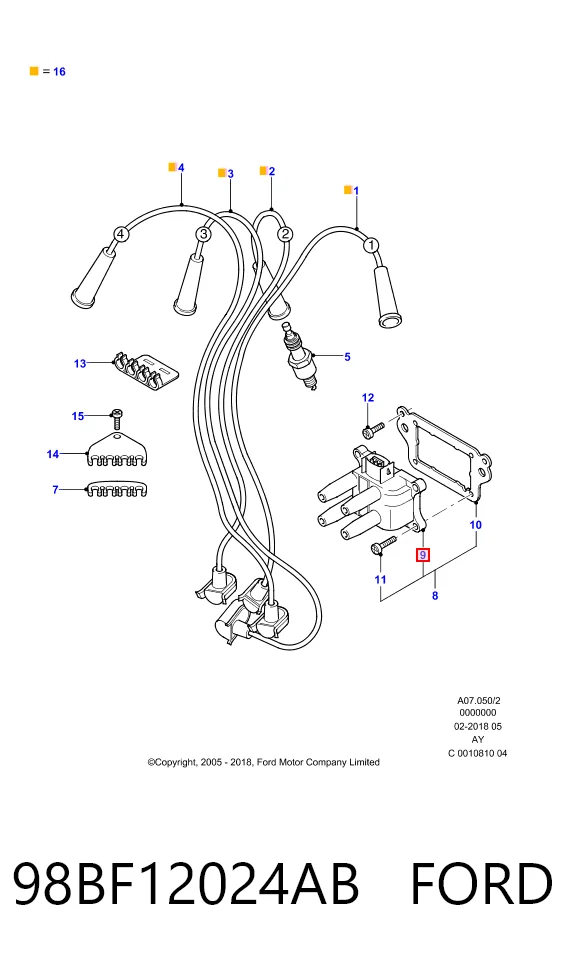 98BF12024AB Ford Котушка запалювання