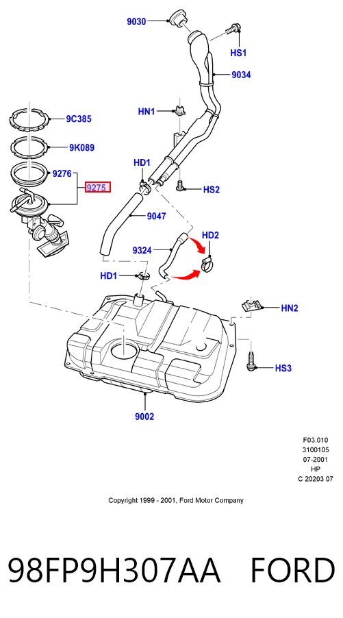 98FP9H307AA Ford Електробензонасос
