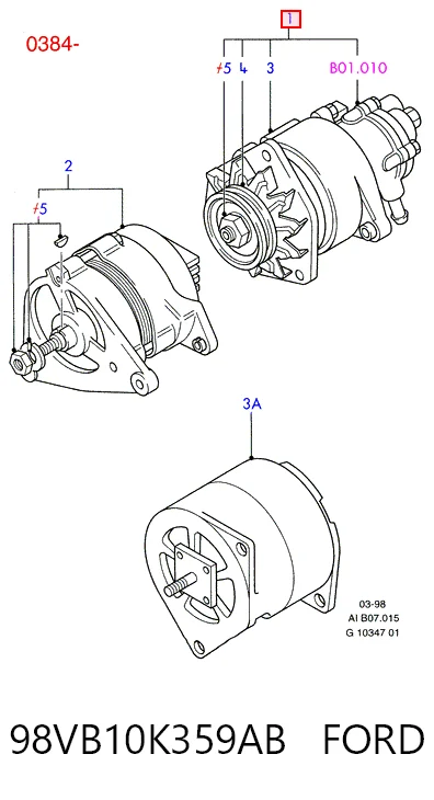 98VB10K359AB Ford Авто генератор