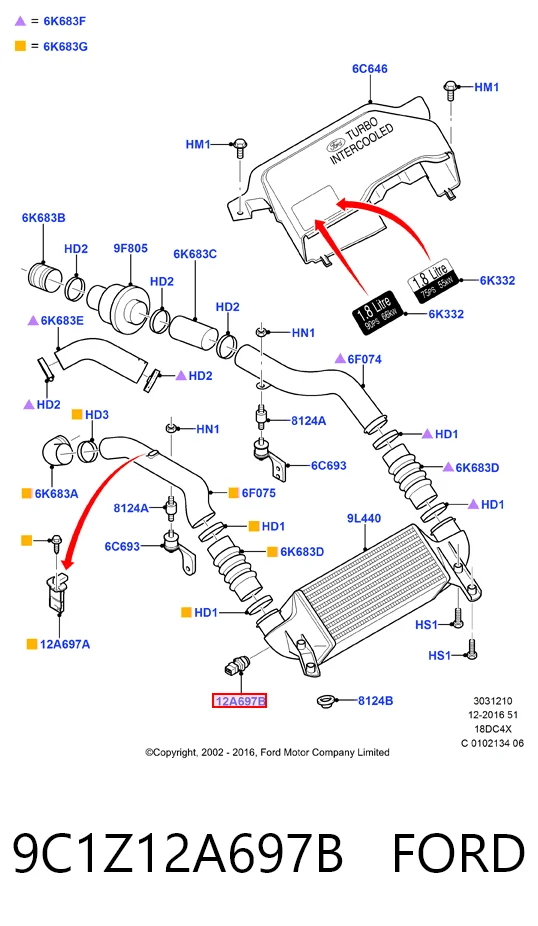 9C1Z12A697B Ford Датчик температури повітряної суміші