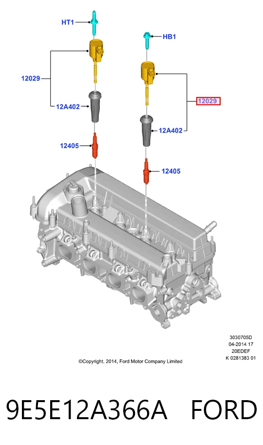 9E5E12A366A Ford Котушка запалювання