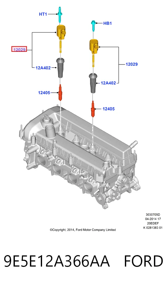 9E5E12A366AA Ford Котушка запалювання