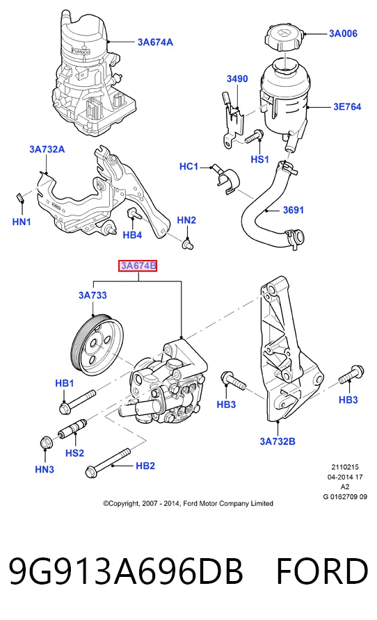 9G913A696DB Ford Насос гідропідсилювача