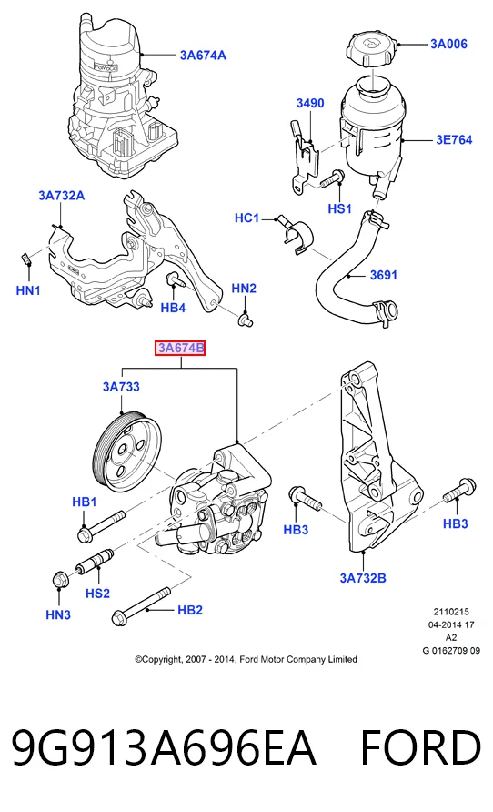 9G913A696EA Ford Насос гідропідсилювача