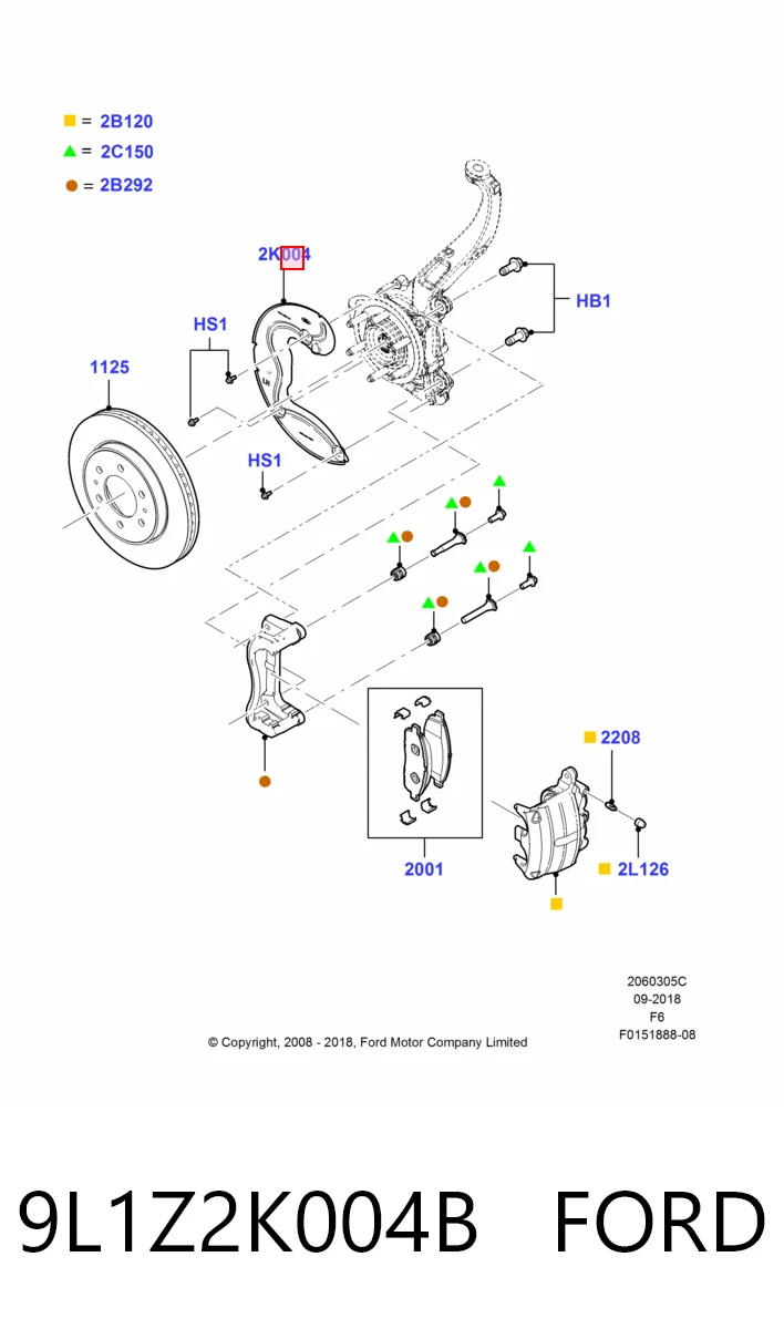 9L1Z2K004B Ford Захист гальмівного диска, переднього, правого