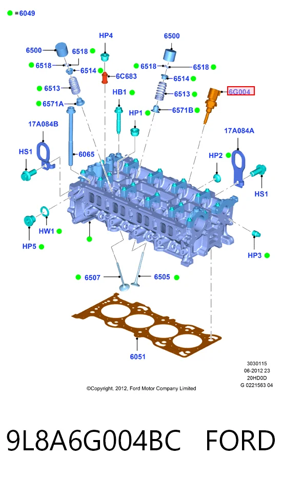 9L8A6G004BC Ford Датчик температури масла двигуна