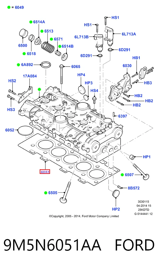 Прокладка головки блока циліндрів (ГБЦ) Ford Focus II