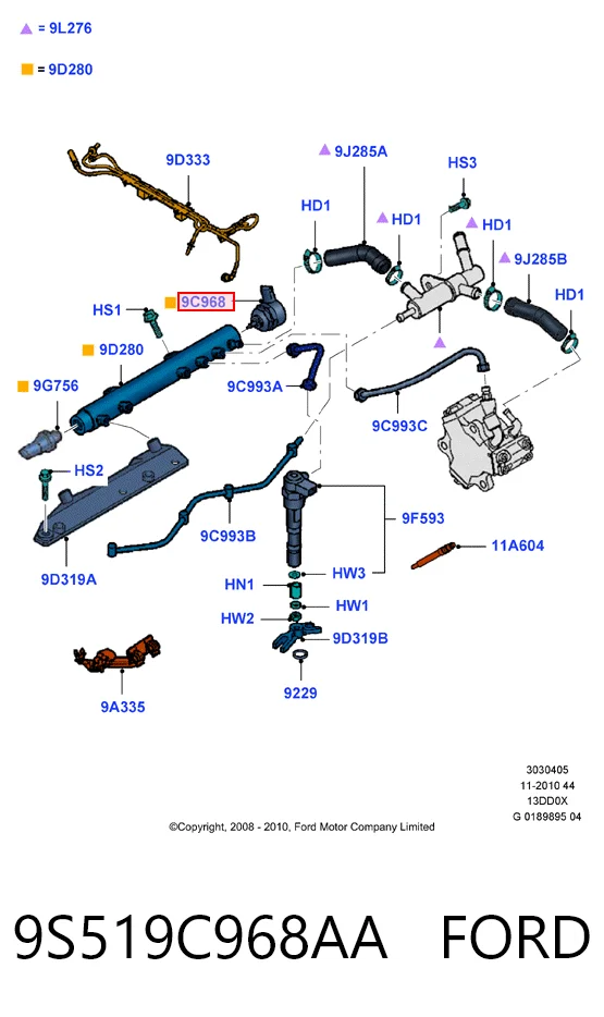 9S519C968AA Ford Регулятор тиску палива