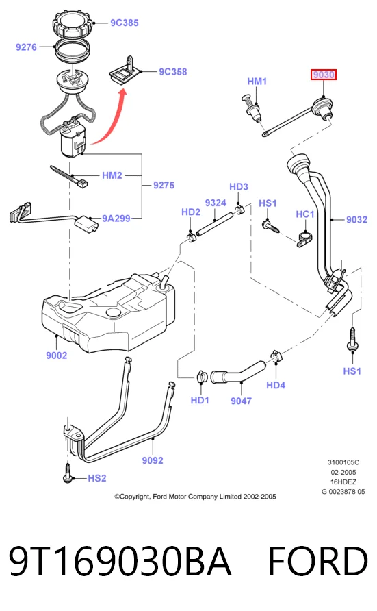 9T169030BA Ford Кришка / пробка бензобака