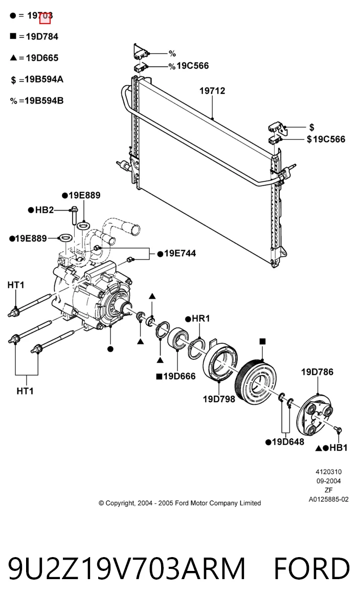 9U2Z19V703ARM Ford Компресор холодоагенту