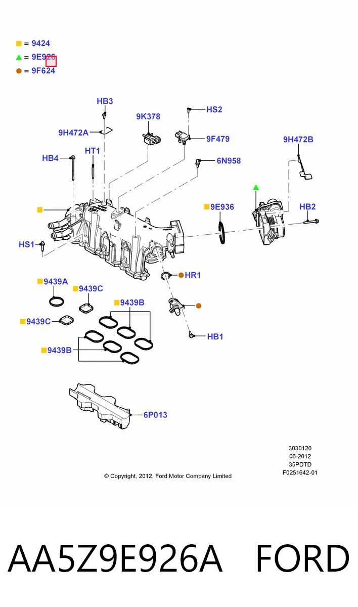 AA5Z9E926A Ford Дросільна заслінка в зборі