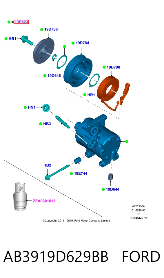 AB3919D629BB Ford Компресор холодоагенту