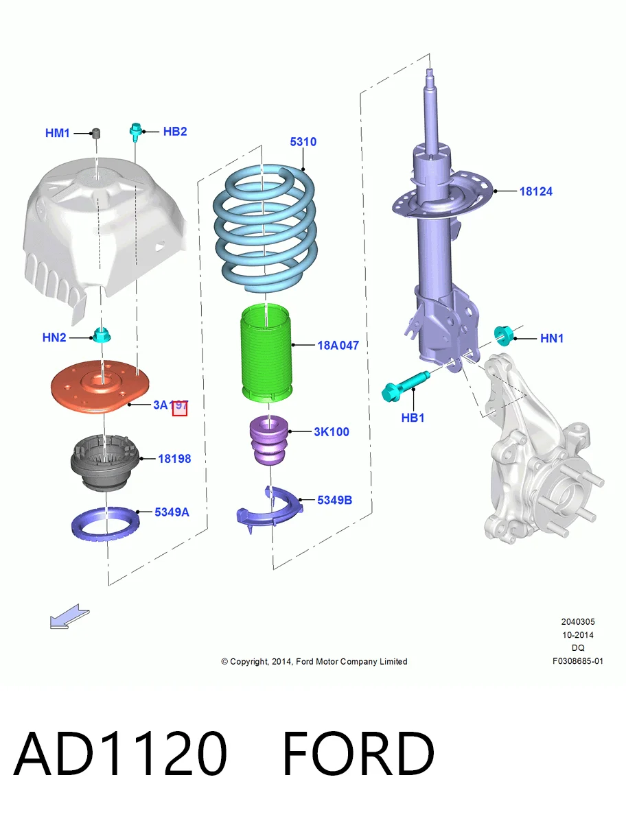 AD1120 Ford Кріплення переднього амортизатора