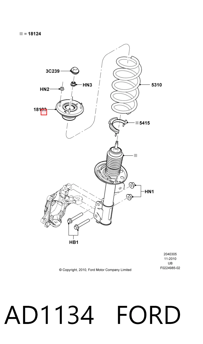 Опора стійки амортизатора переднього Ford Explorer позашляховик (U5) (2011 - 2019) ціна, від 64.81 USD