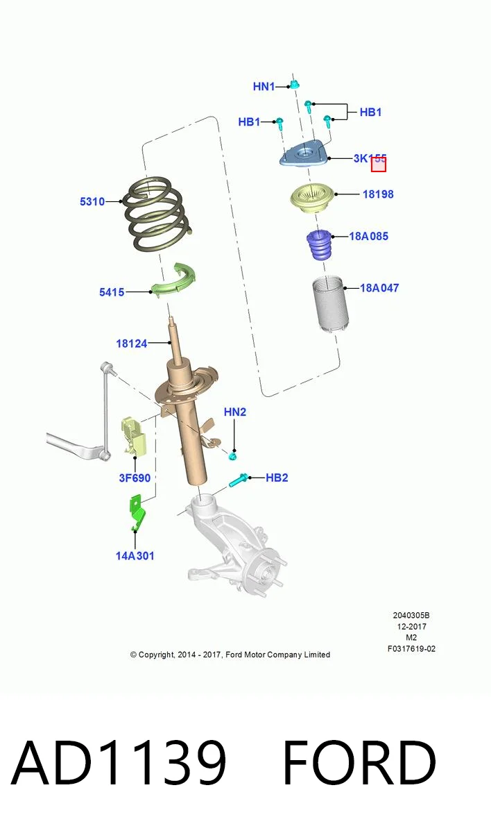 AD1139 Ford Кріплення переднього амортизатора
