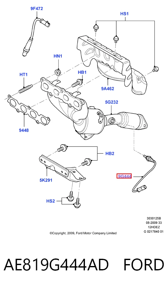 AE819G444AD Ford Лямбда зонд після каталізатора