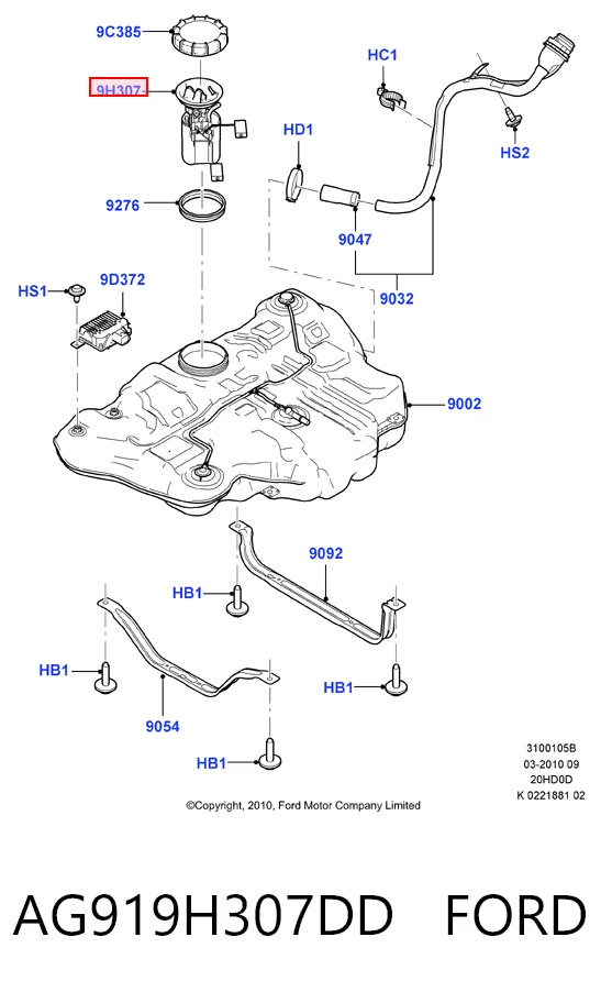 AG919H307DD Ford Електробензонасос