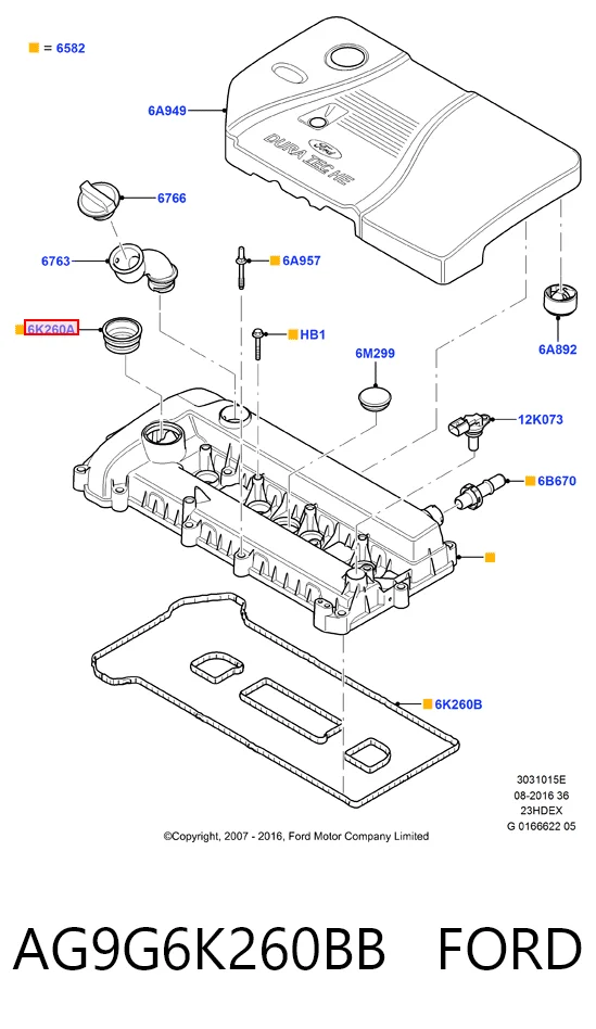 Прокладка клапанної кришки двигуна, кільце Volvo 31316606