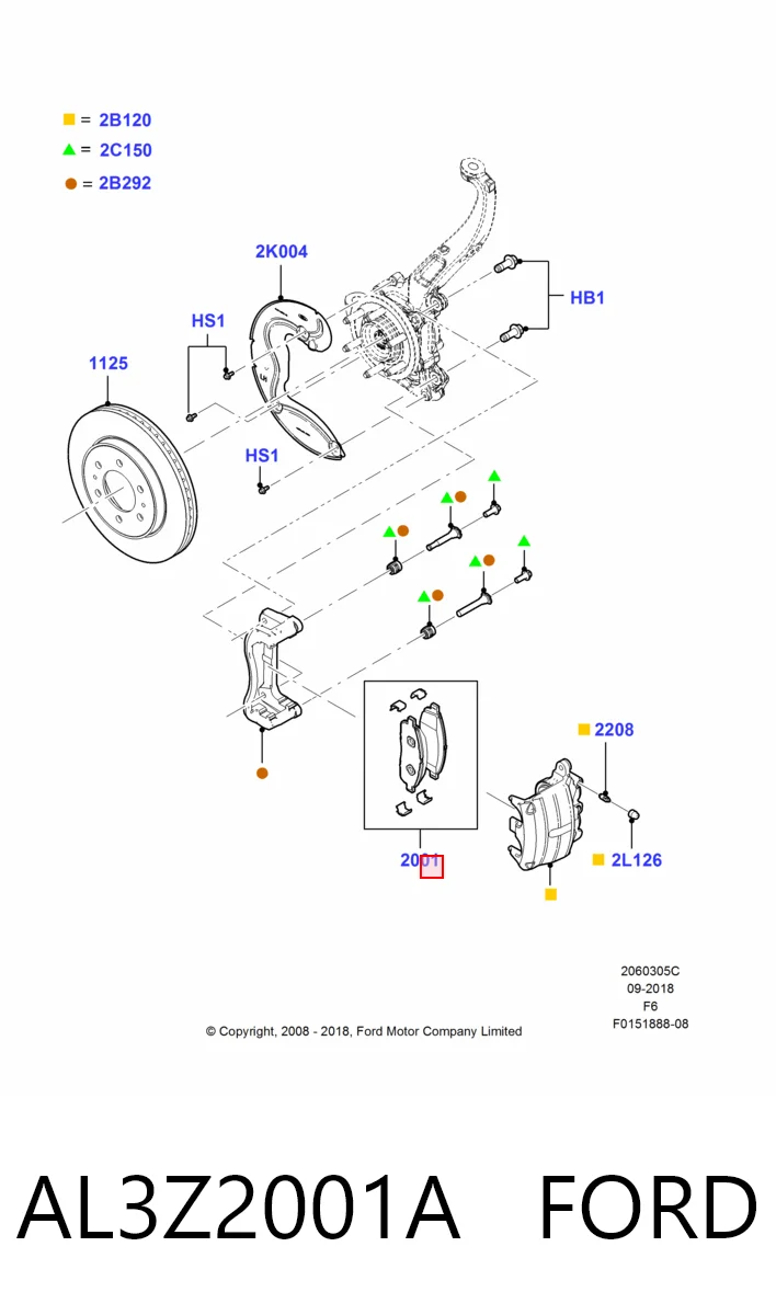 AL3Z2001A Ford Передні гальмівні колодки