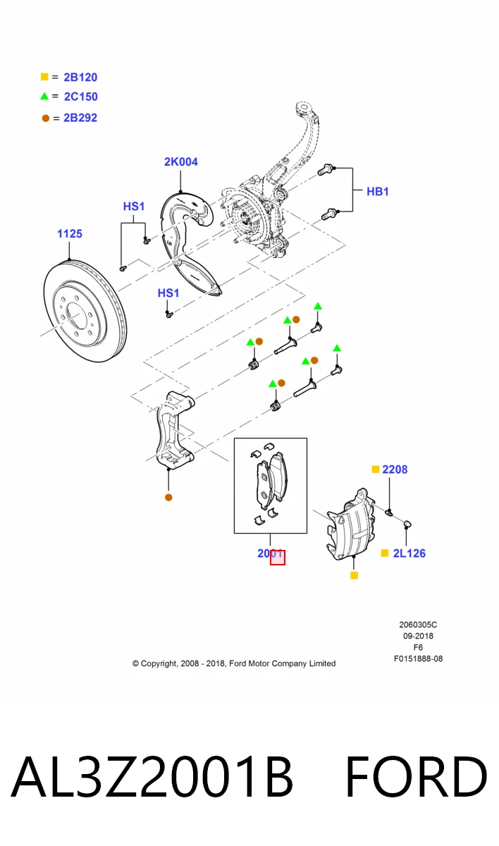AL3Z2001B Ford Передні гальмівні колодки