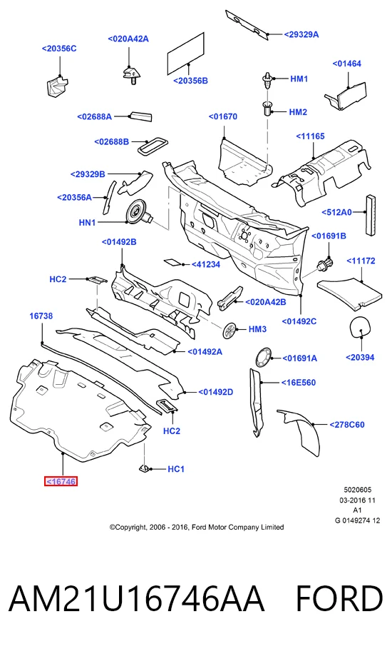 AM21U16746AA Ford Утеплювач капота